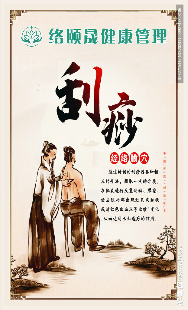 养生展板  艾灸展板 古风艾灸