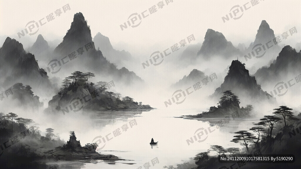 山水画 山水楼阁 重重叠叠