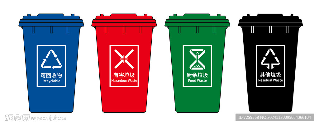 国标四色垃圾桶