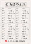 过桥米线菜谱菜单