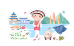 旅游手绘插画 