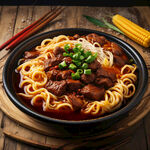 红烧牛肉面 黄色面条  玉米面条