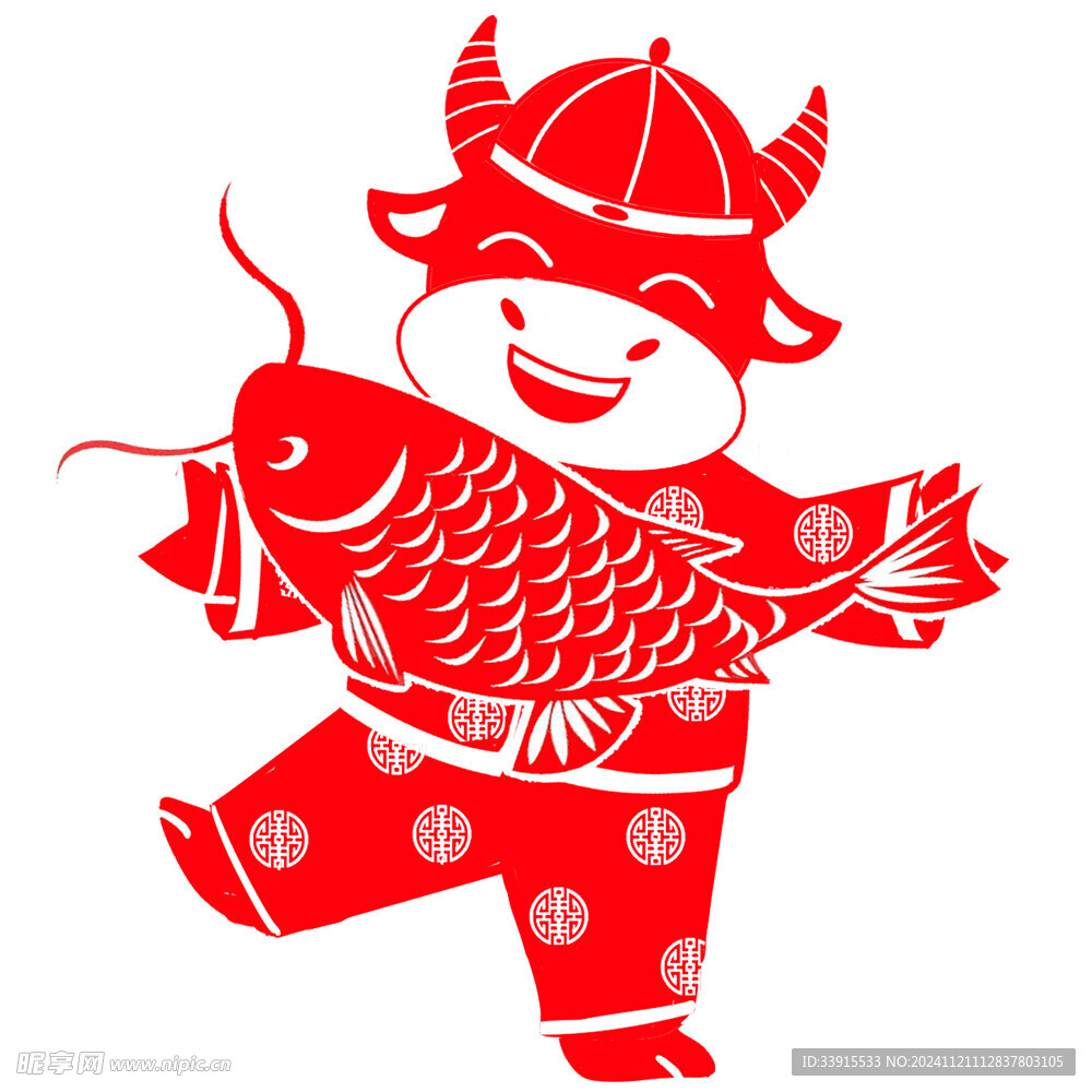 牛剪影