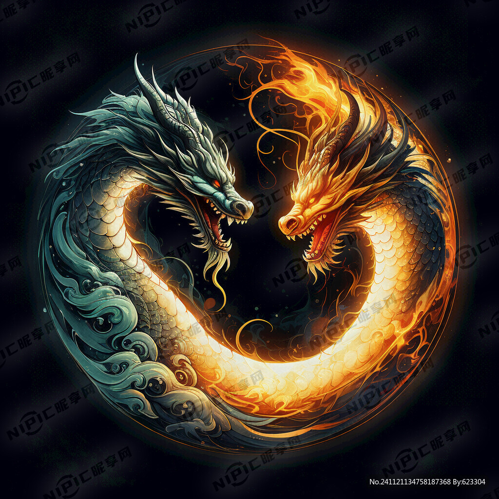 一个龙图右面一个圆发光