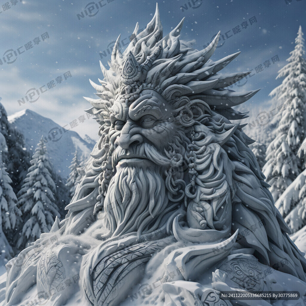 赫哲族山神的雪雕图片