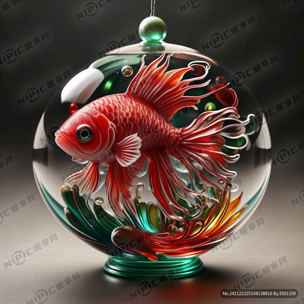 装饰鱼 红绿灯鱼 玻璃珠 红绿