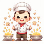 竖大拇指 可爱厨师