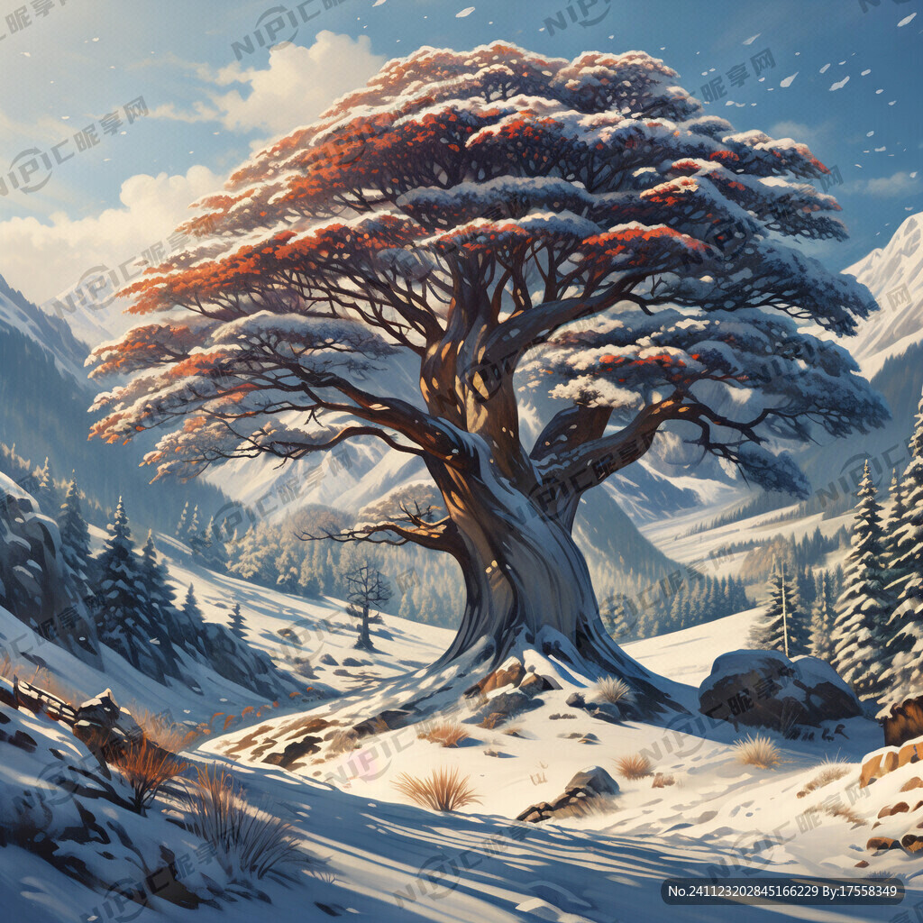 雪山风景树