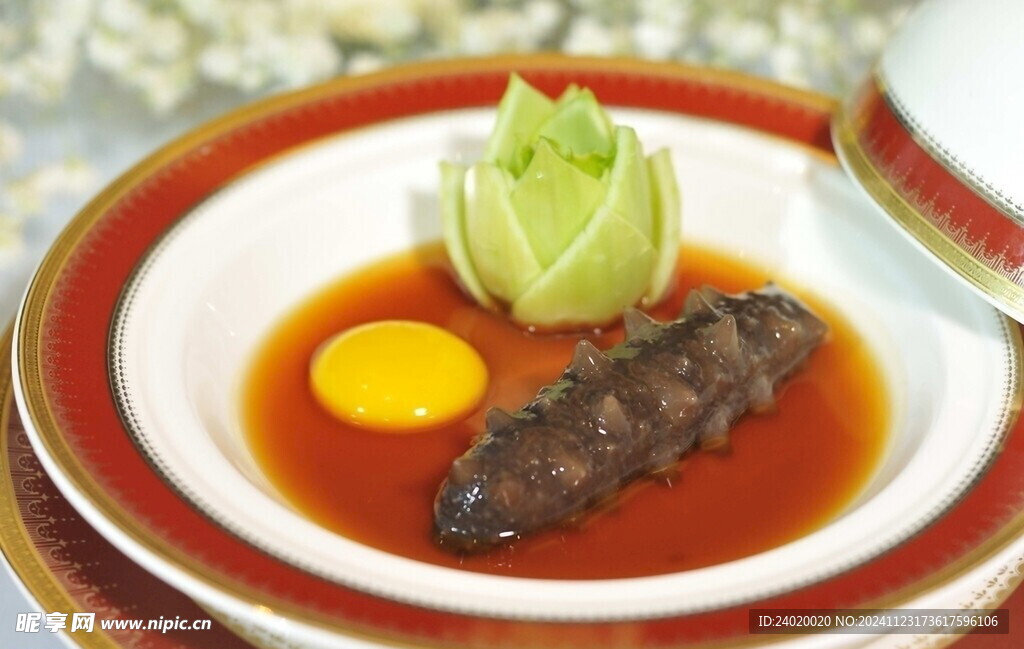 青菜捞汁海参蛋