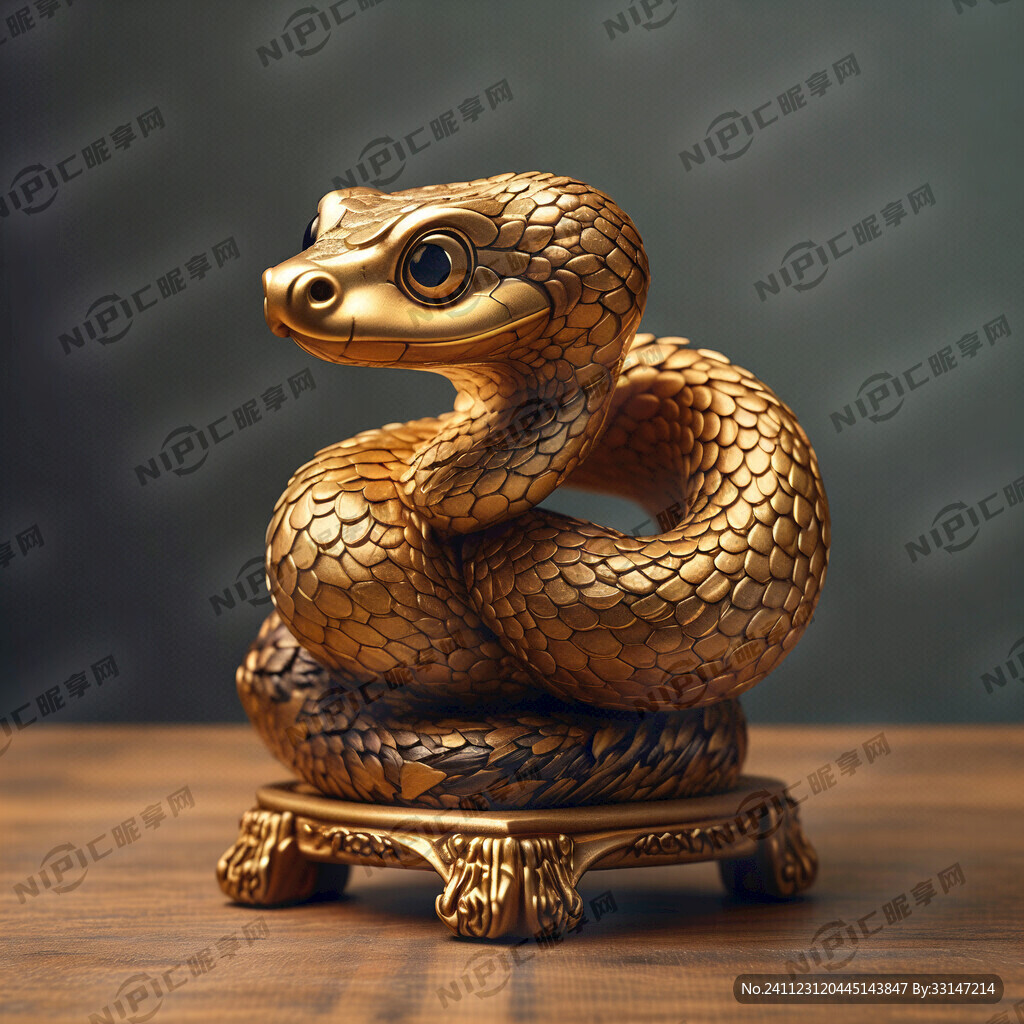 蛇摆件 金色 可爱  精致