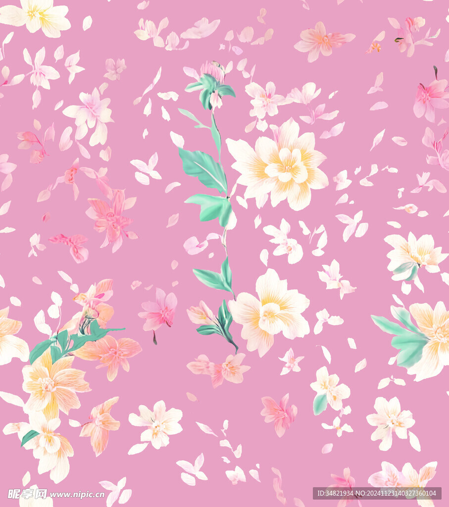 粉色底小黄花