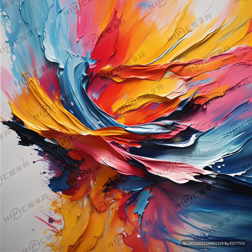 抽象 油画 大反差 泼 竖条