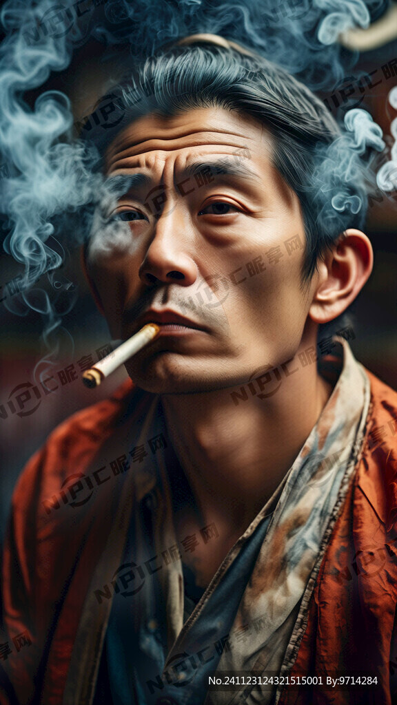 吸烟眼神男特写