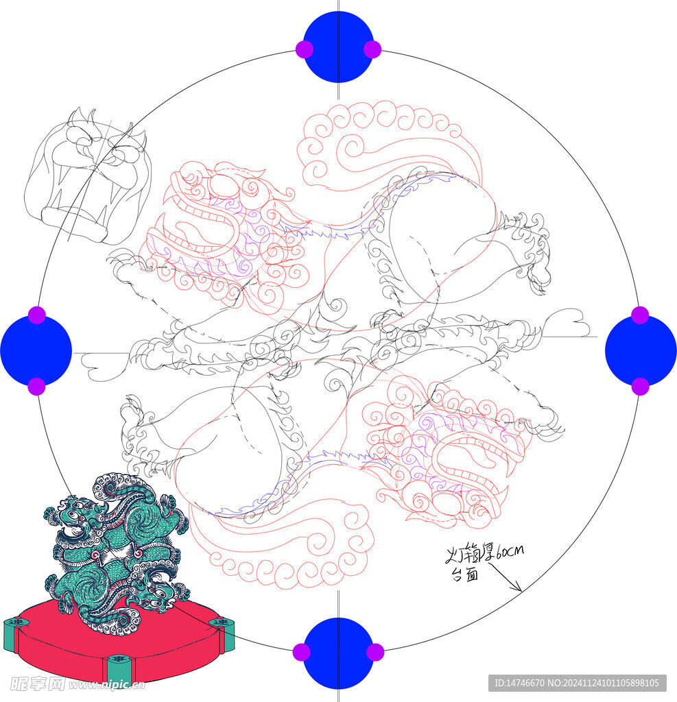 春节彩灯貔貅施工图