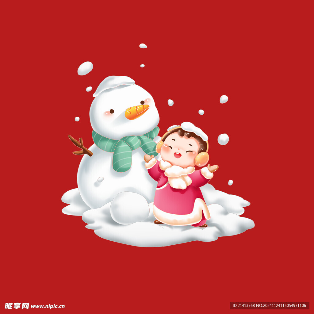 手绘雪人素材