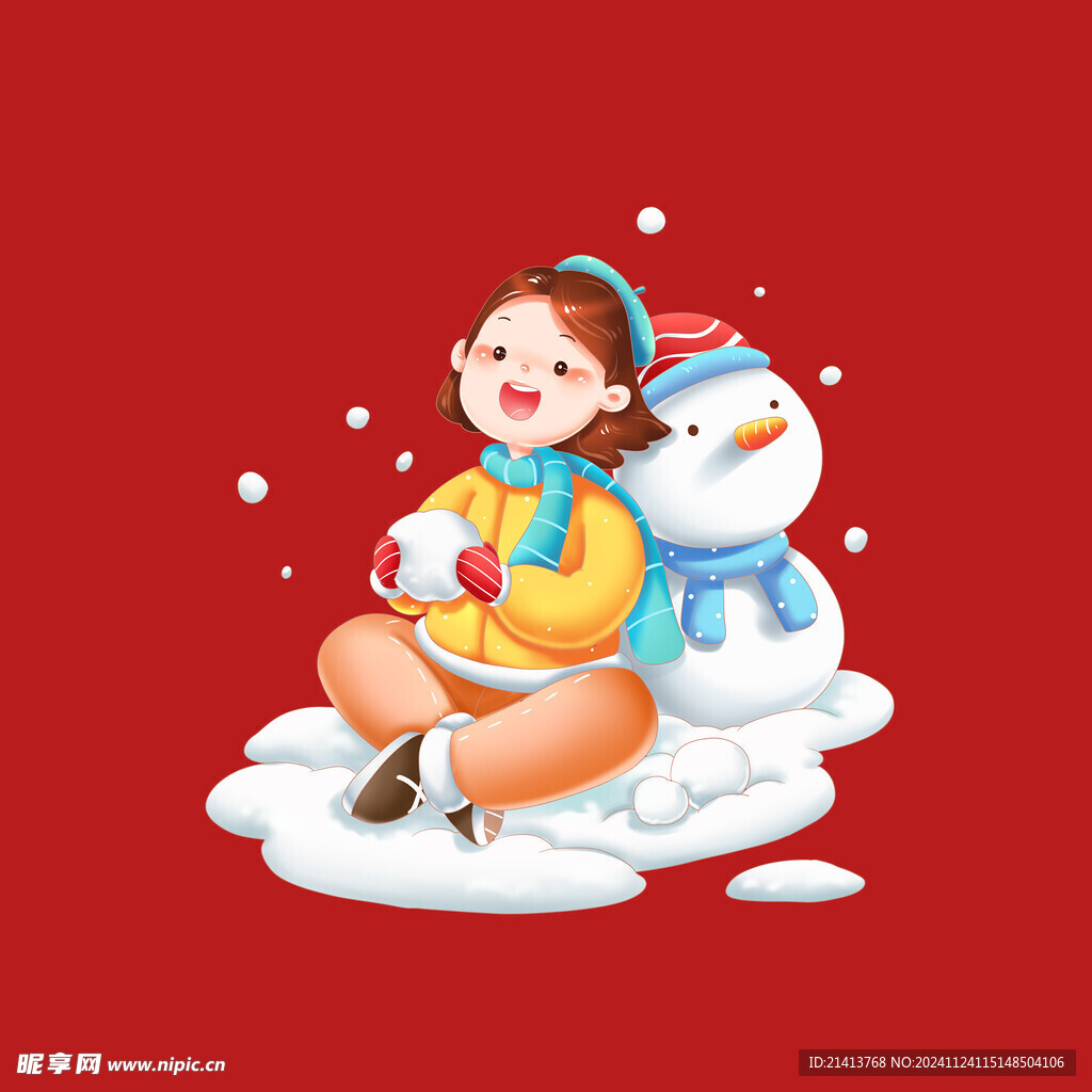手绘雪人素材