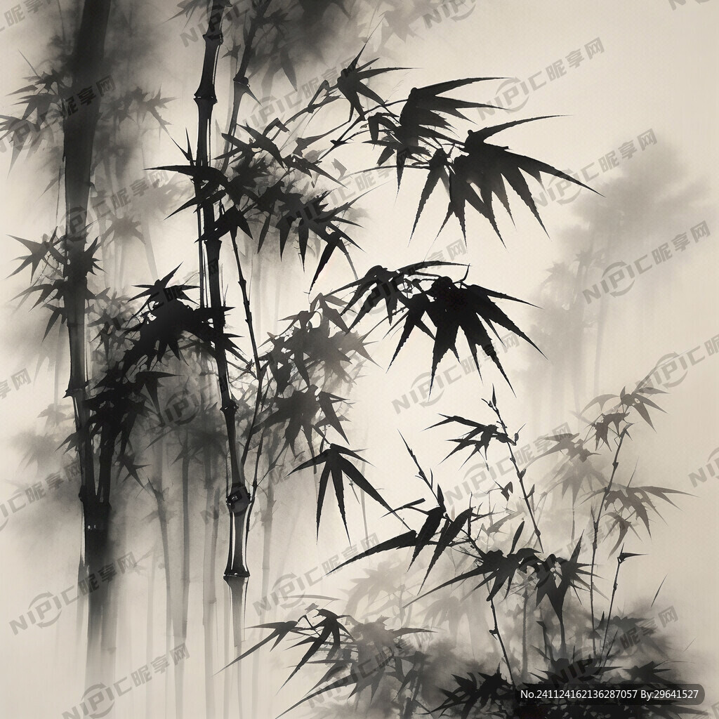 竹子 水墨 中国风 宣纸