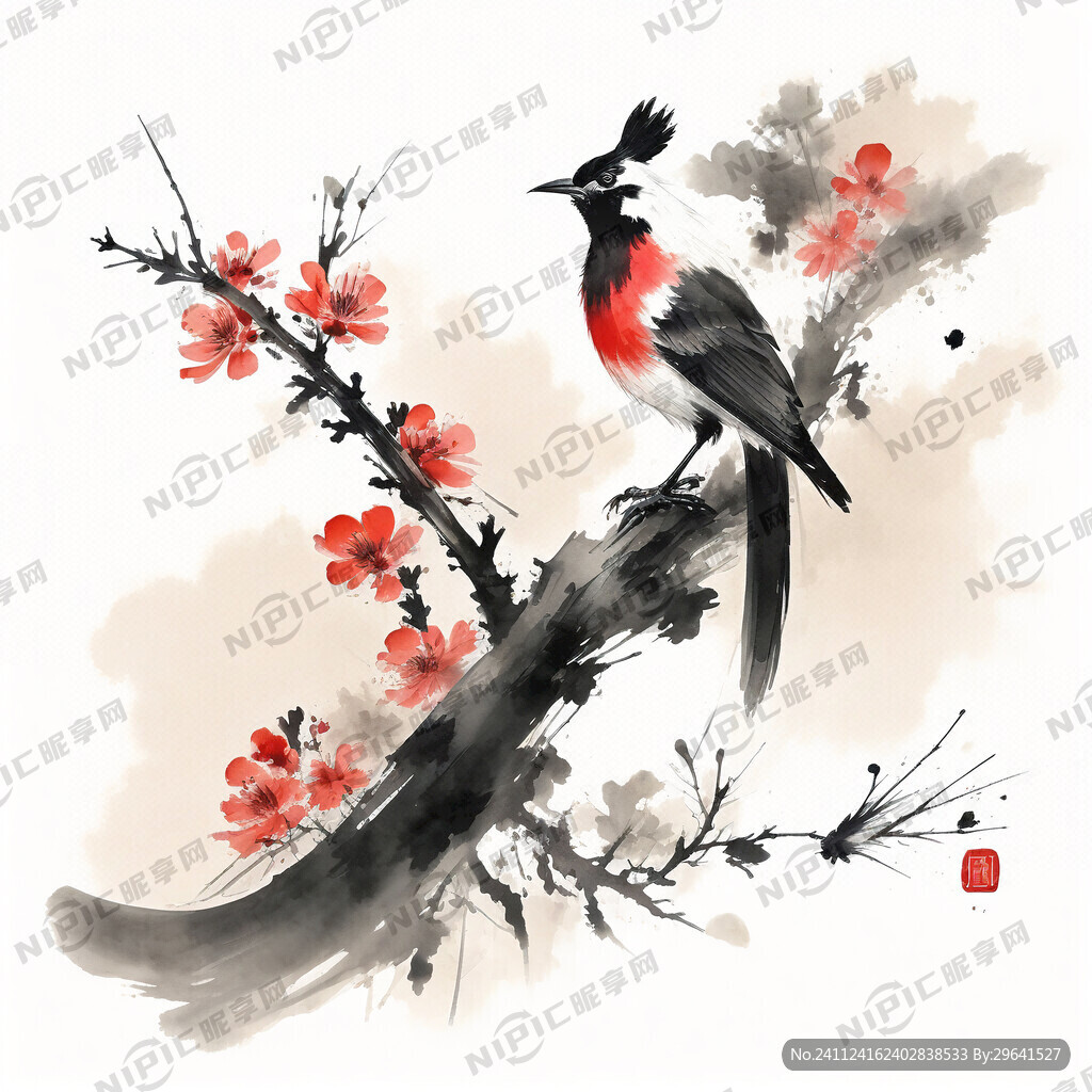 花鸟水墨   中国风   宣纸