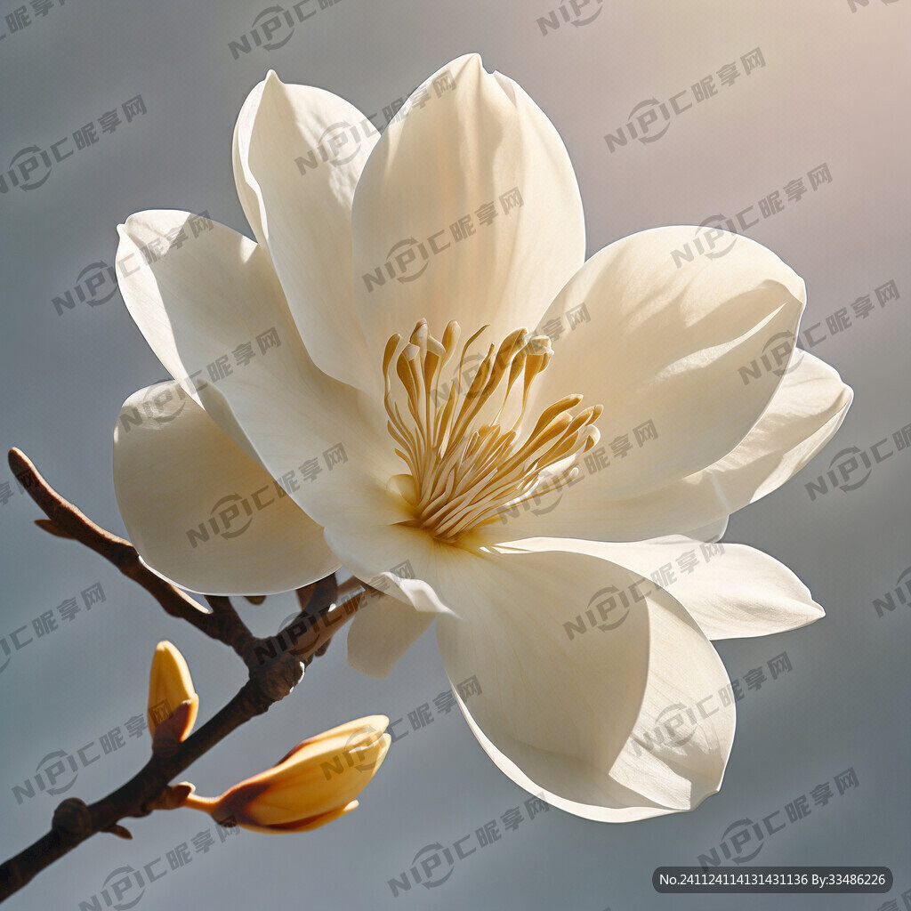 白色玉兰花 白色花瓣 花蕊饱满