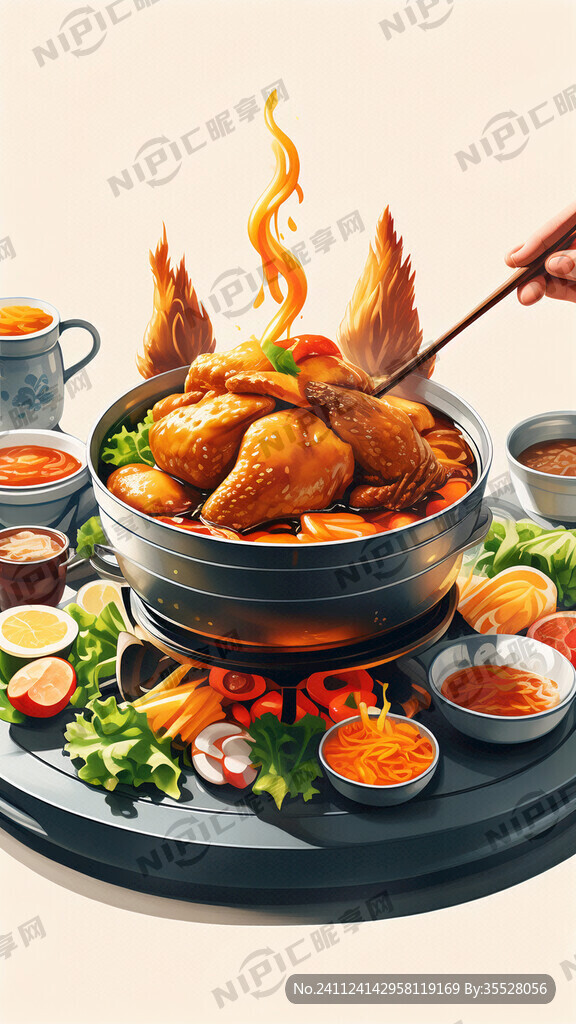 脆皮鸡火锅  养生