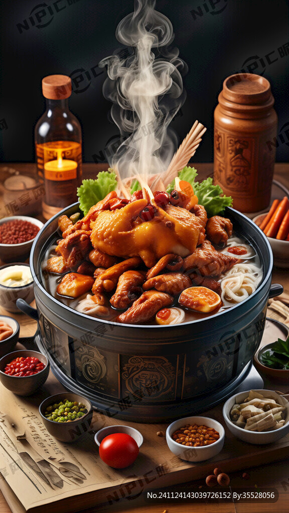 养生  脆皮鸡火锅