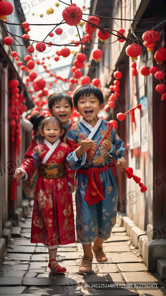 春节期间 梅花过墙 开心地笑着