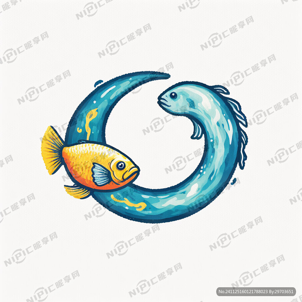 月亮和鱼设计图标