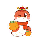 小蛇卡通可爱图片大吉大利 桔子