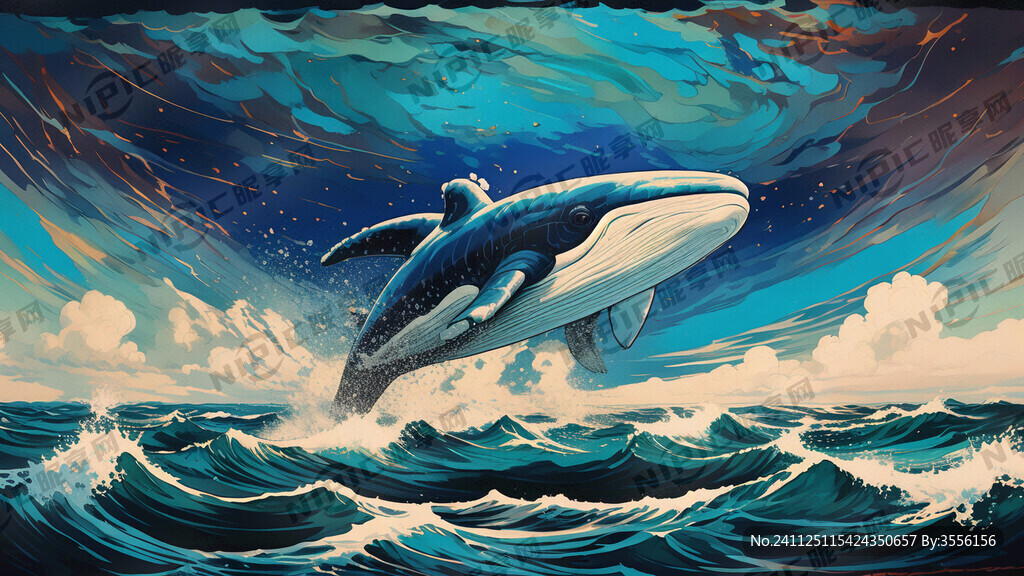 大海渔船鲸鱼线条