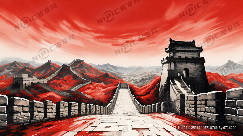 大型背景画 主体背景为长城