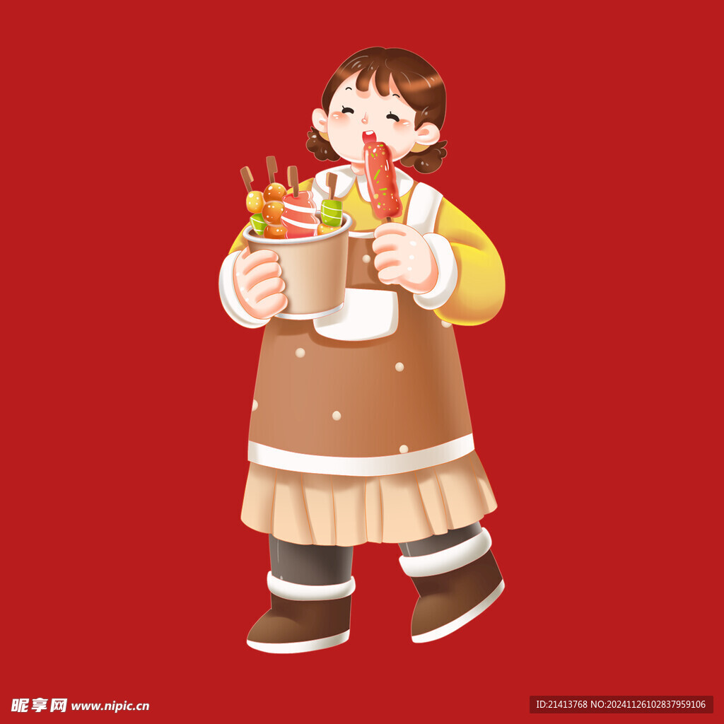 手绘冬季人物