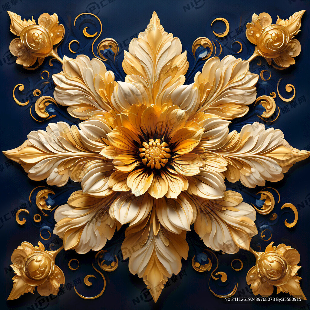 曼陀罗金色花纹