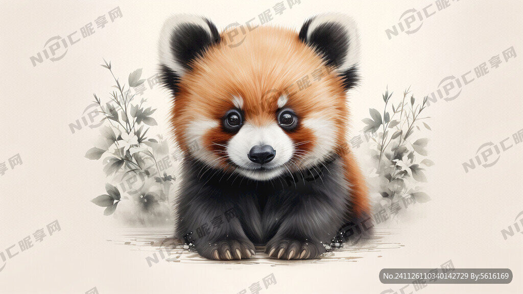 神态各异的可爱小熊猫 背景纯色