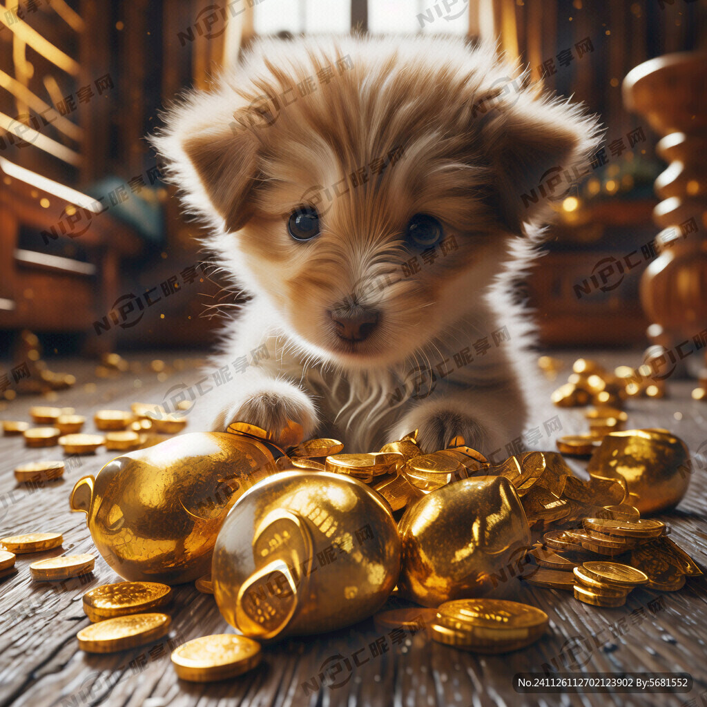 小狗与小猫送金元宝