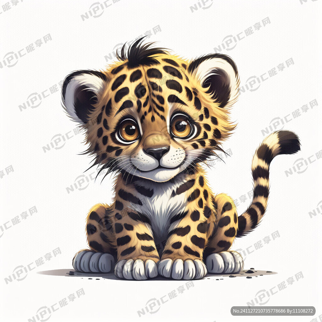 毛茸茸 可爱 手绘的小豹 爪子