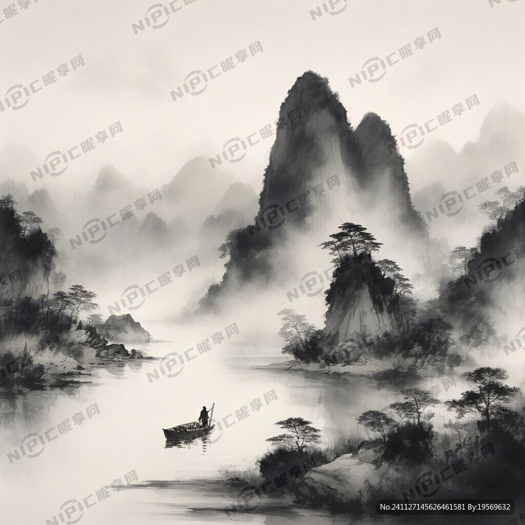 工笔画 线条山水