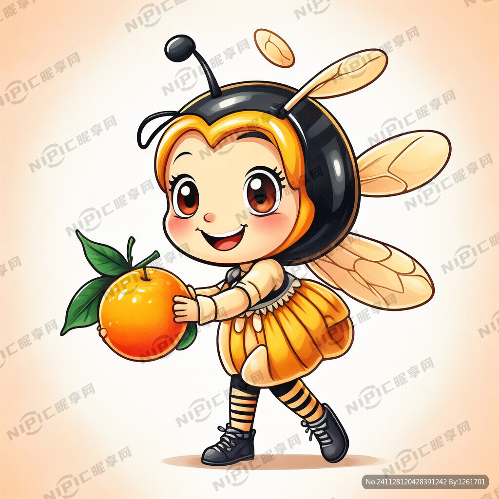 卡通娃娃女孩蜜蜂 正面图