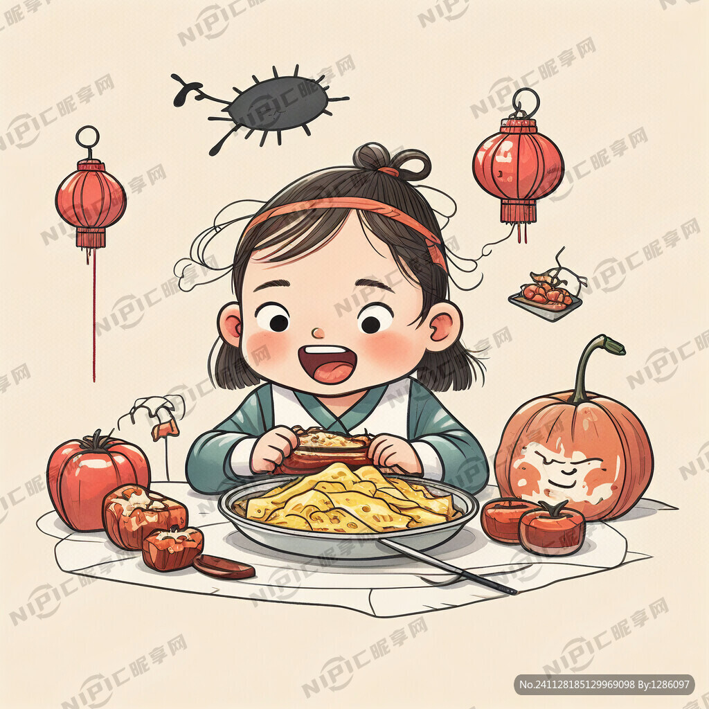 线条  儿童   馋嘴