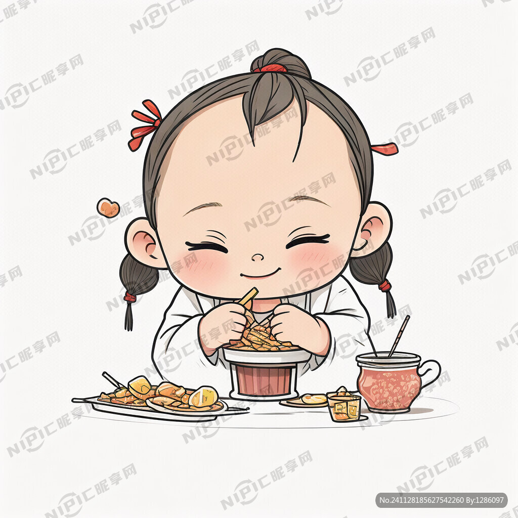 简笔线条   儿童   馋嘴