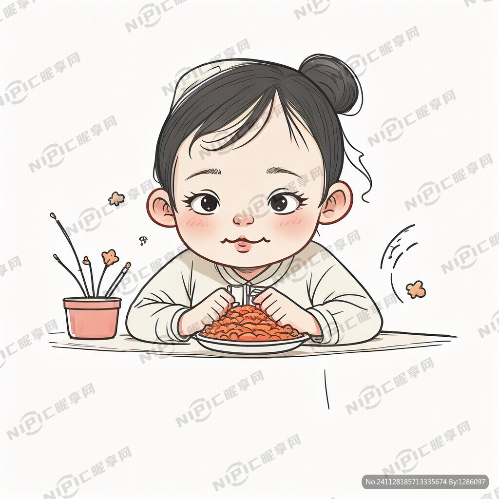 简笔线条   儿童   馋嘴