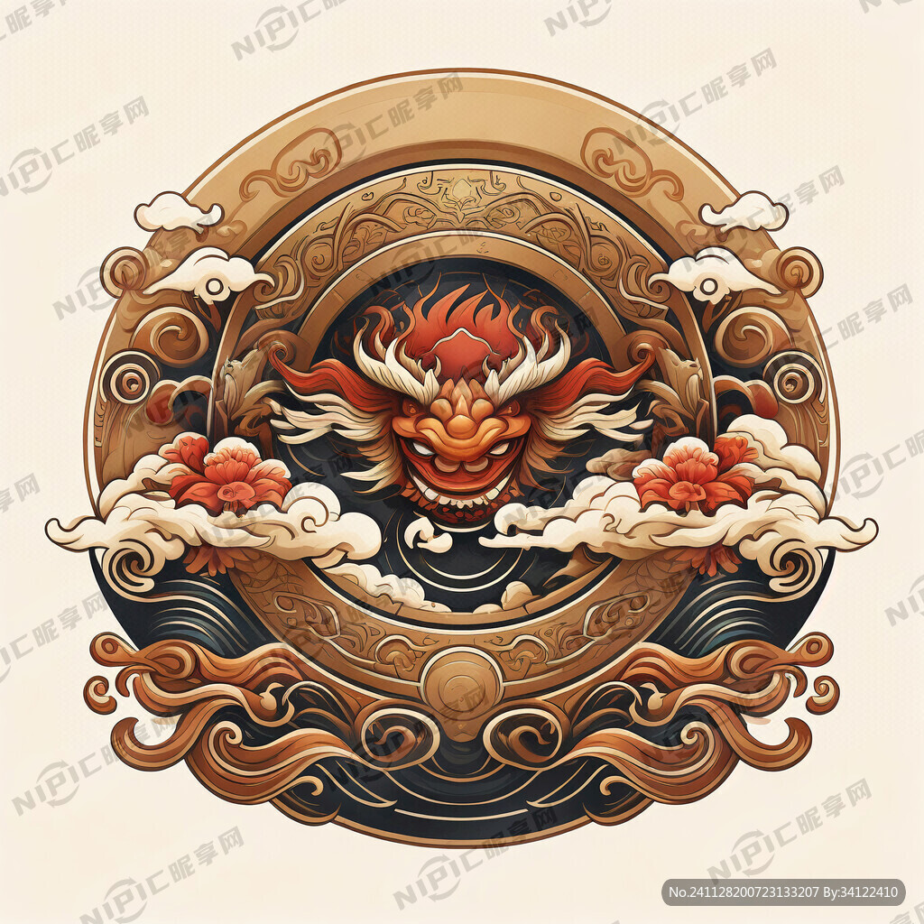 矢量饕餮纹 颜色为青铜色