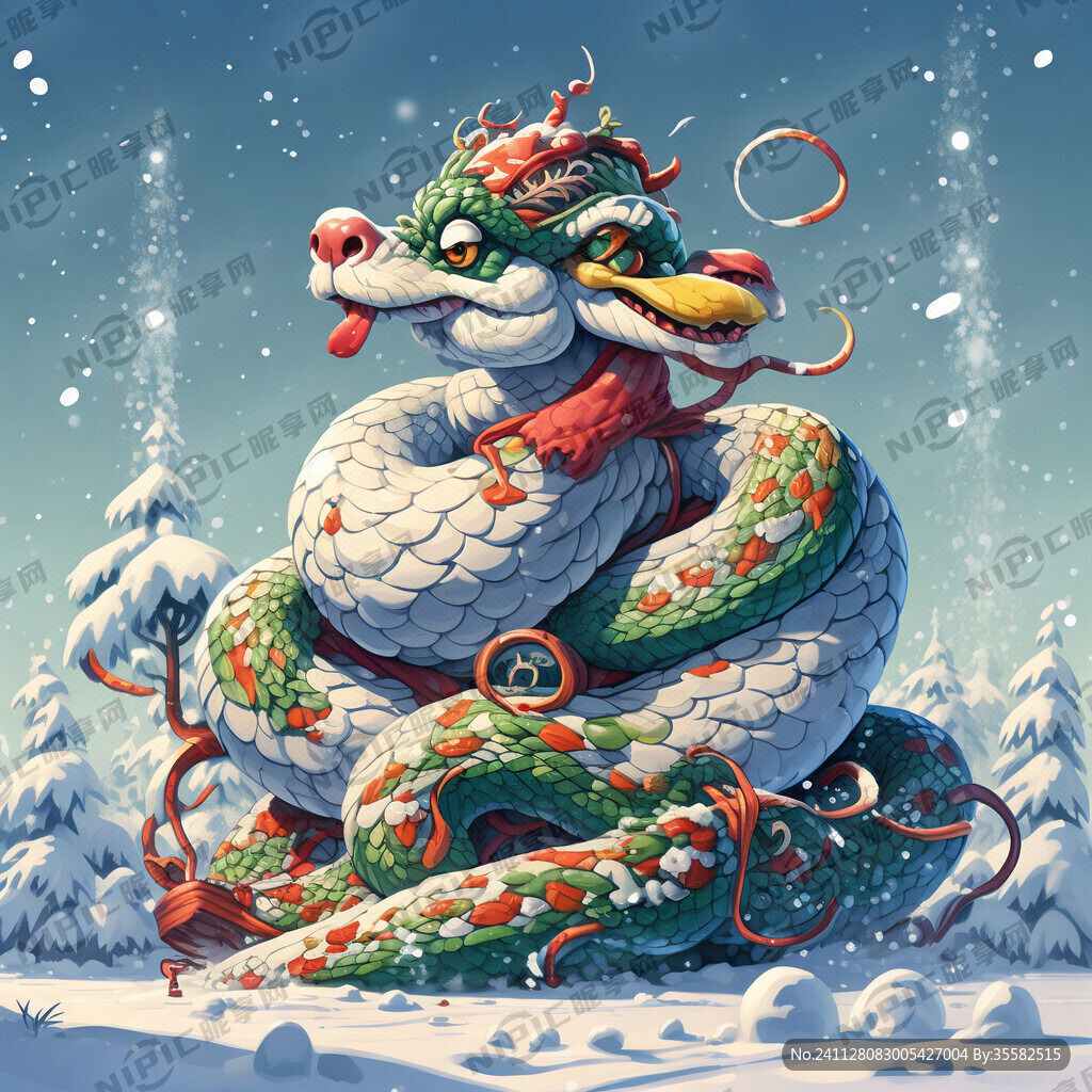 蛇年卡通雪雕 带有农业色彩的