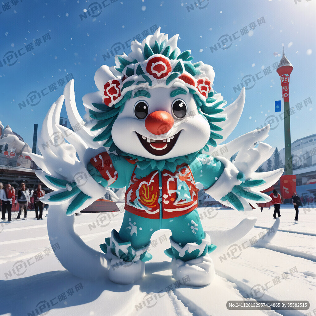 亚冬会吉祥物滨滨卡通雪雕