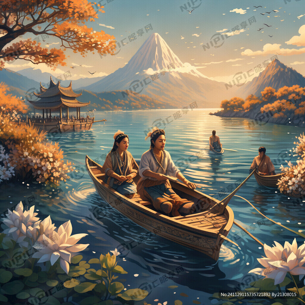 泸沽湖 狮子山 摩梭族 猪槽船