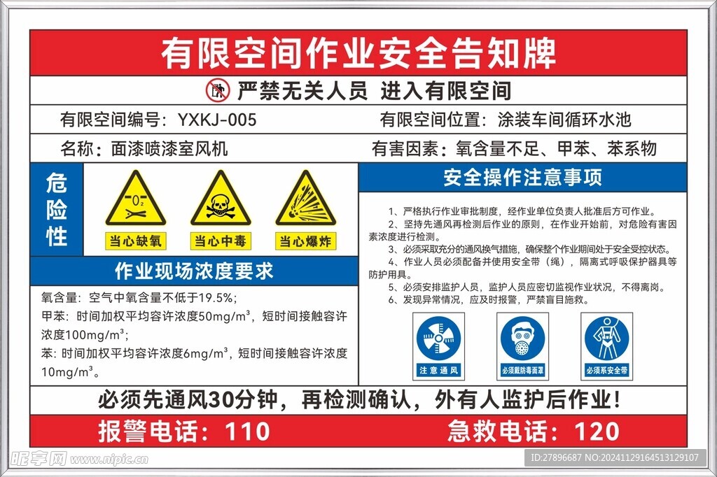 有限空间安全告知牌