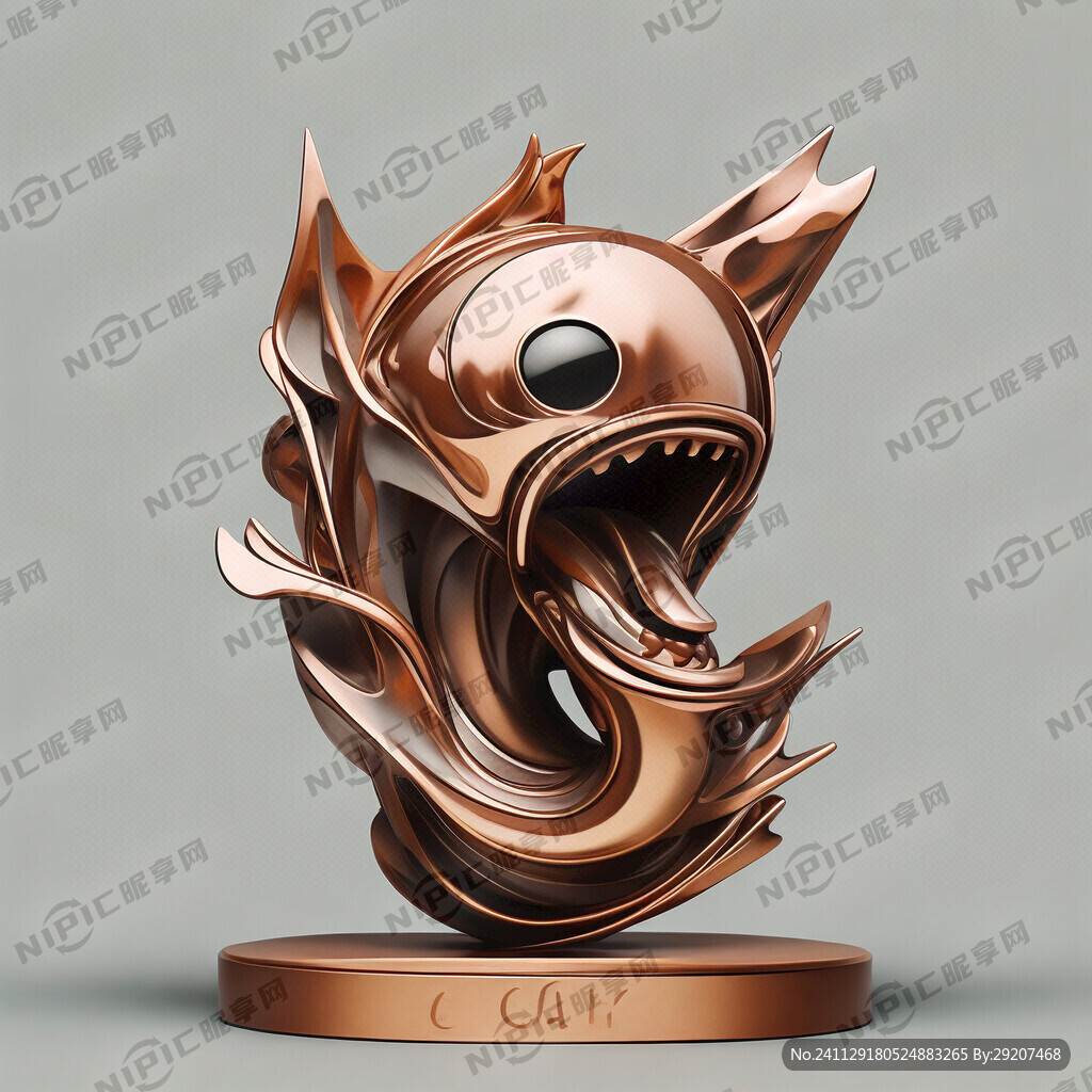 铜雕塑、抽象、一层2个月牙形