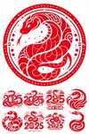 2025蛇年简约手绘图案