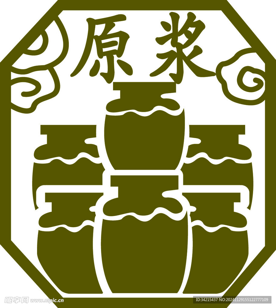 原浆 酒坛 矢量图