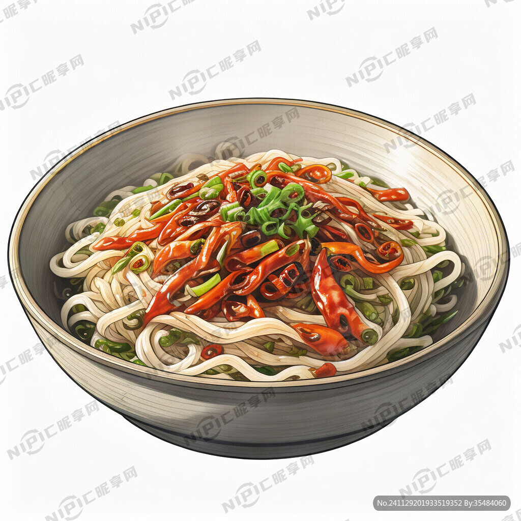 炒粗米粉 辣椒 泛着油光