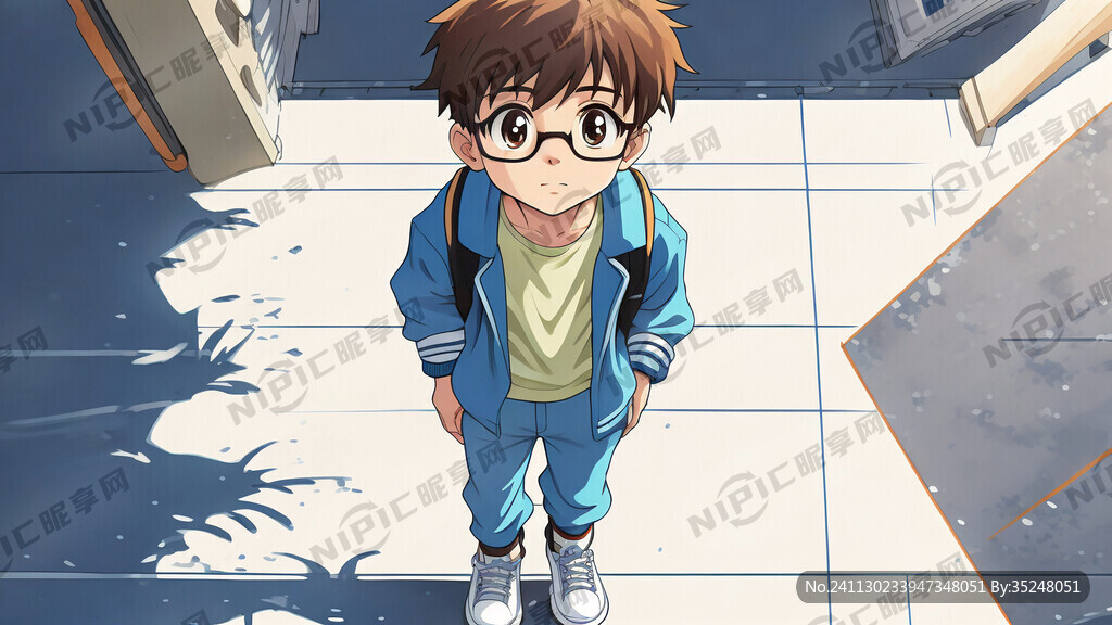 10岁少年 学生 戴着眼镜